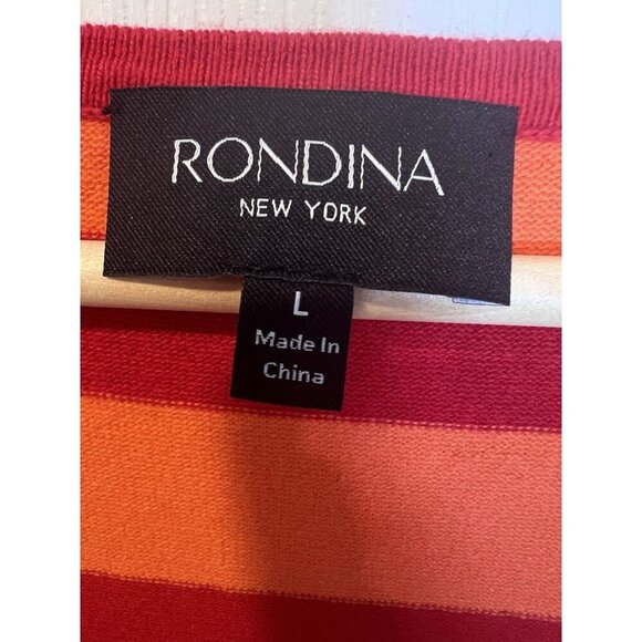 Rondina Striped Sleeveless Tank Top Large Poppy Red/Coral Scoop Neck Sty. 602953 - Picture 6 of 8